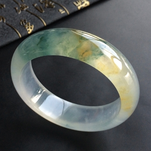 (超值推荐)冰种黄翡飘花手镯(57.7mm)
