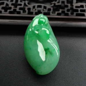 （超值推荐）糯冰种飘翠福瓜挂件