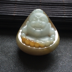 （超值推荐）糯冰种褐黄翡玉佛挂件