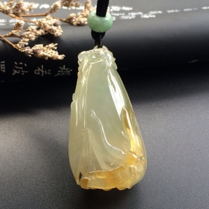 （超值推荐）冰种淡黄翡玉兰花挂件