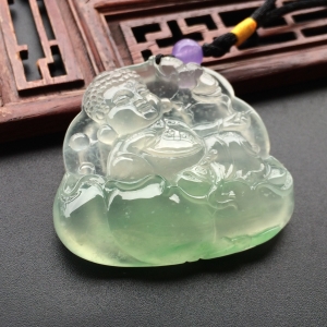 (超值推荐)冰玻种略飘翠宝宝佛挂件