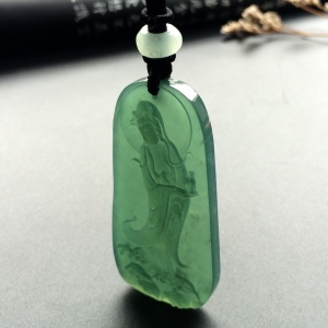 （超值推荐）糯冰种蓝水站观音挂件