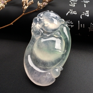 （超值推荐）冰玻种淡晴水逍遥佛挂件