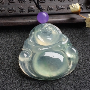 （超值推荐）冰种略飘花玉佛挂件