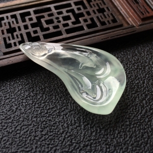 (超值推荐)冰玻种淡晴水年年有余挂件
