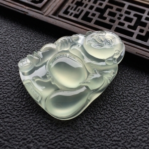 (超值推荐)冰玻种淡晴水布袋佛挂件