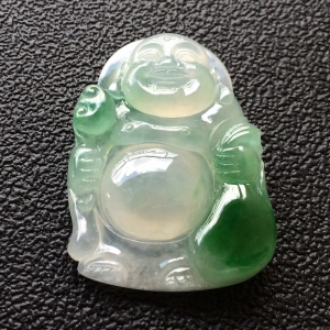 (超值推荐)冰种飘花布袋和尚挂件