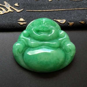 (超值推荐)糯冰种翠色玉佛挂件