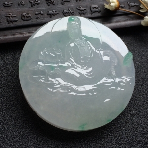 （超值推荐）冰种略飘花观音挂件