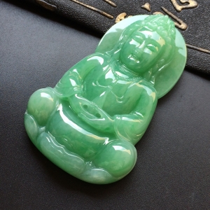 (超值推荐)糯冰种豆色观音挂件