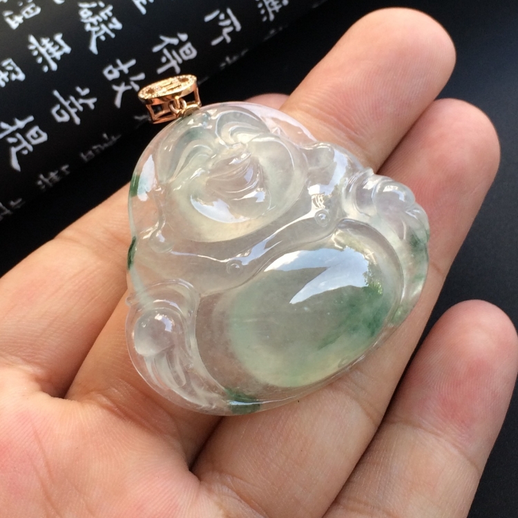 （超值推荐）冰种飘花玉佛挂件