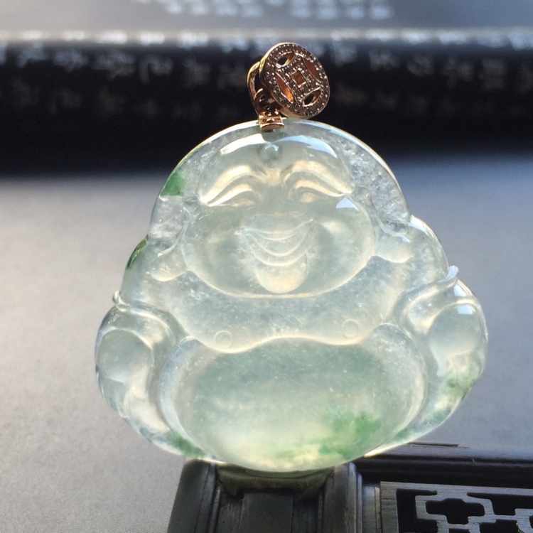 （超值推荐）冰种飘花玉佛挂件