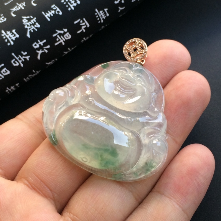 （超值推荐）冰种飘花玉佛挂件