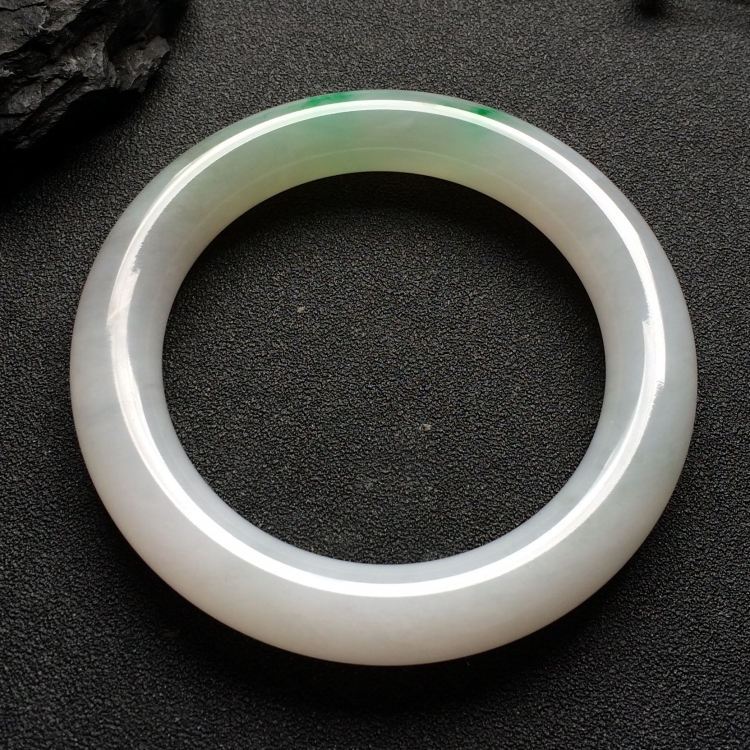 （超值推荐）糯冰种飘翠圆条手镯（56mm）