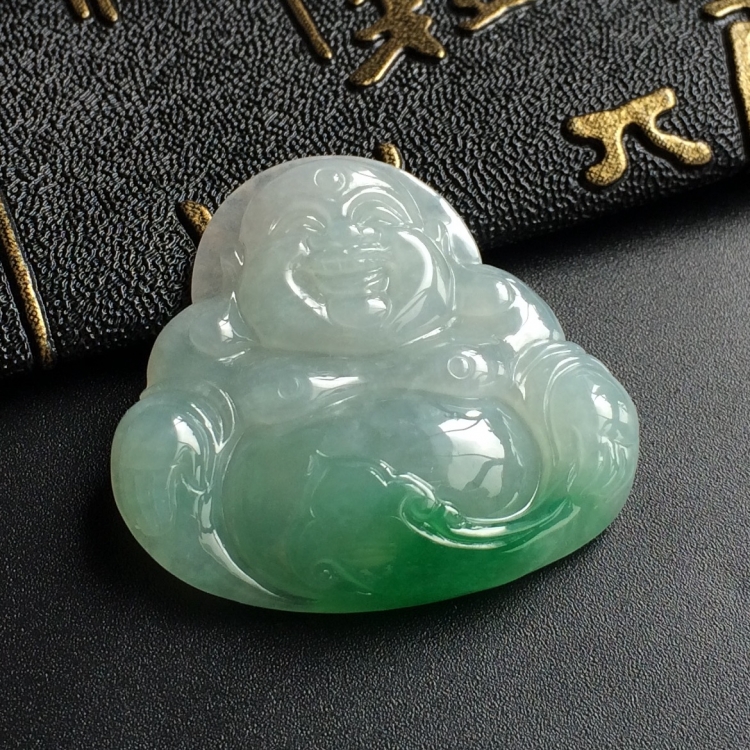 (超值推荐)糯冰种飘翠玉佛挂件