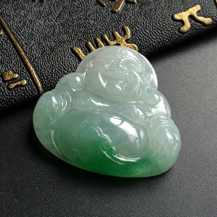 (超值推荐)糯冰种飘翠玉佛挂件