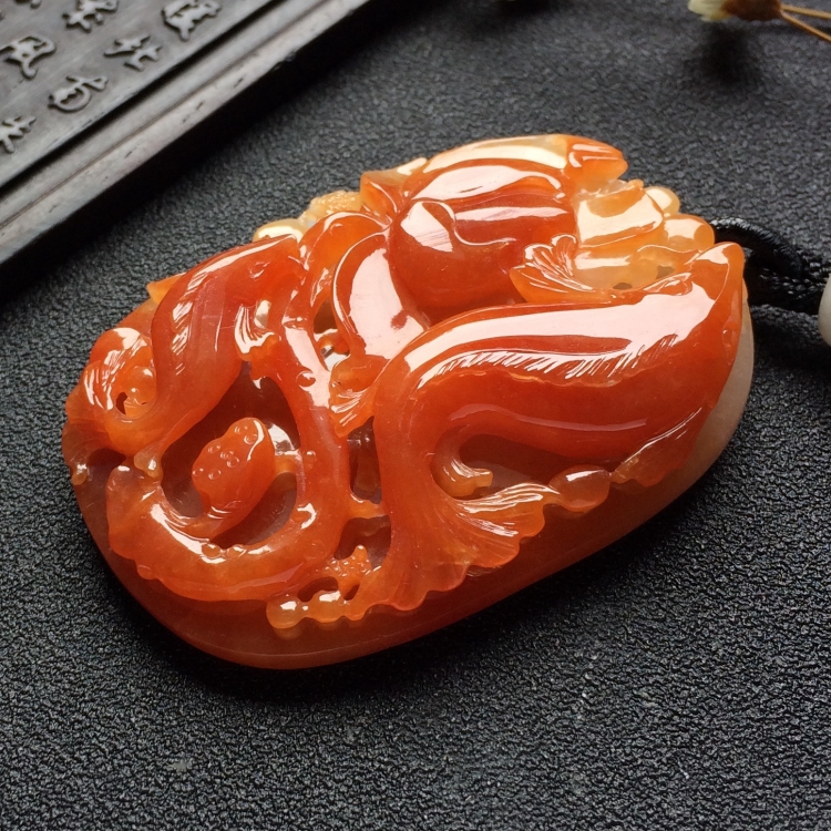 （超值推荐）糯冰种红黄翡年年有余挂件