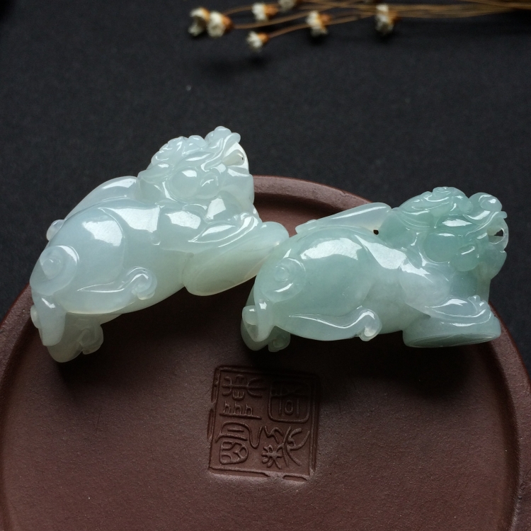 （超值推荐）糯冰种晴水貔貅挂件（一对）