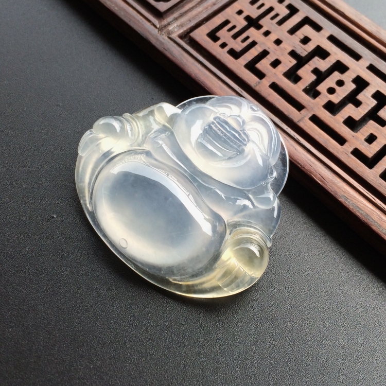 (超值推荐)冰种淡紫罗兰略带黄翡玉佛挂件