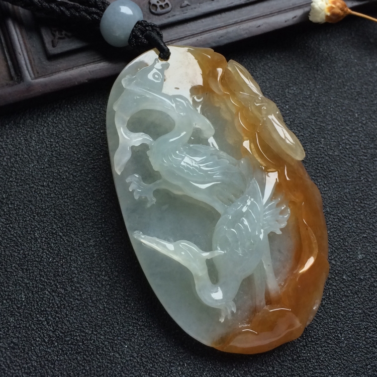 （超值推荐）糯冰种褐黄翡一路连科挂件