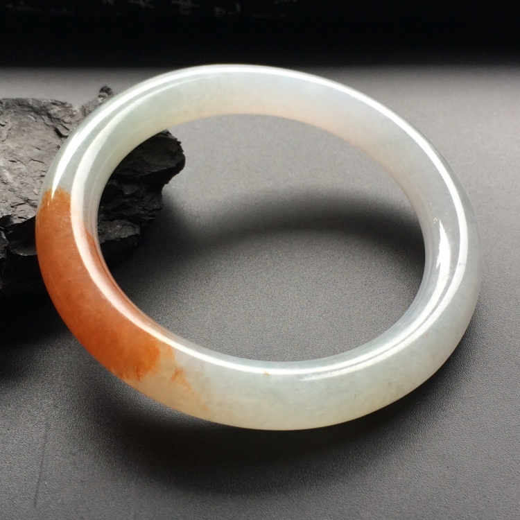 （超值推荐）糯冰种红黄翡圆条手镯（51.8mm）