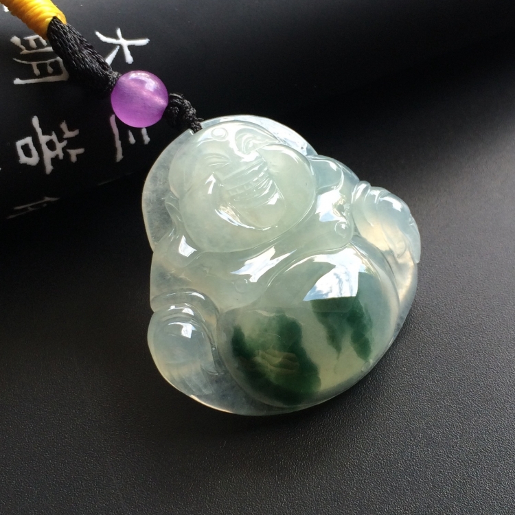 （超值推荐）糯冰种飘花玉佛挂件