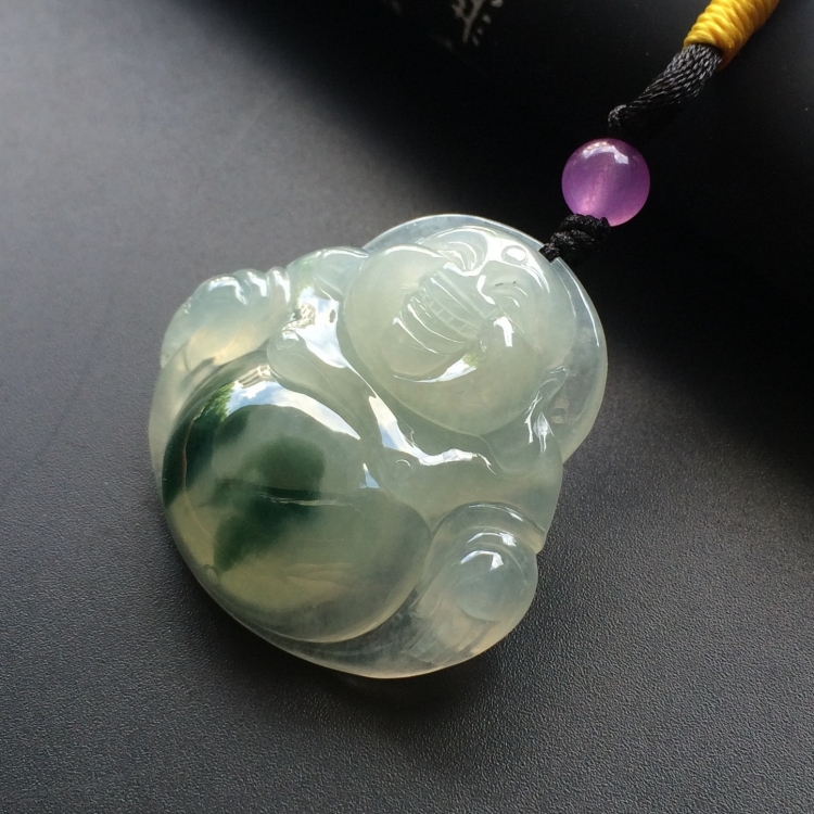 （超值推荐）糯冰种飘花玉佛挂件