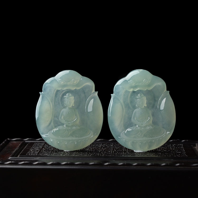 （超值推荐）冰种晴水释迦牟尼挂件（一对）