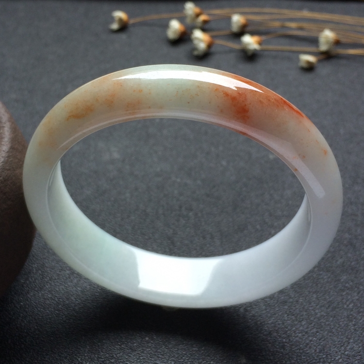 （超值推荐）糯冰种红黄翡手镯（56.8mm）
