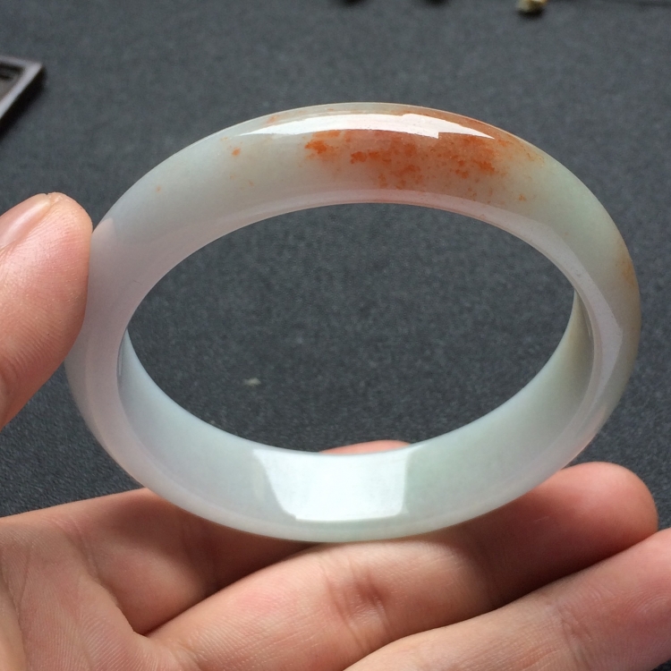 （超值推荐）糯冰种红黄翡手镯（56.8mm）