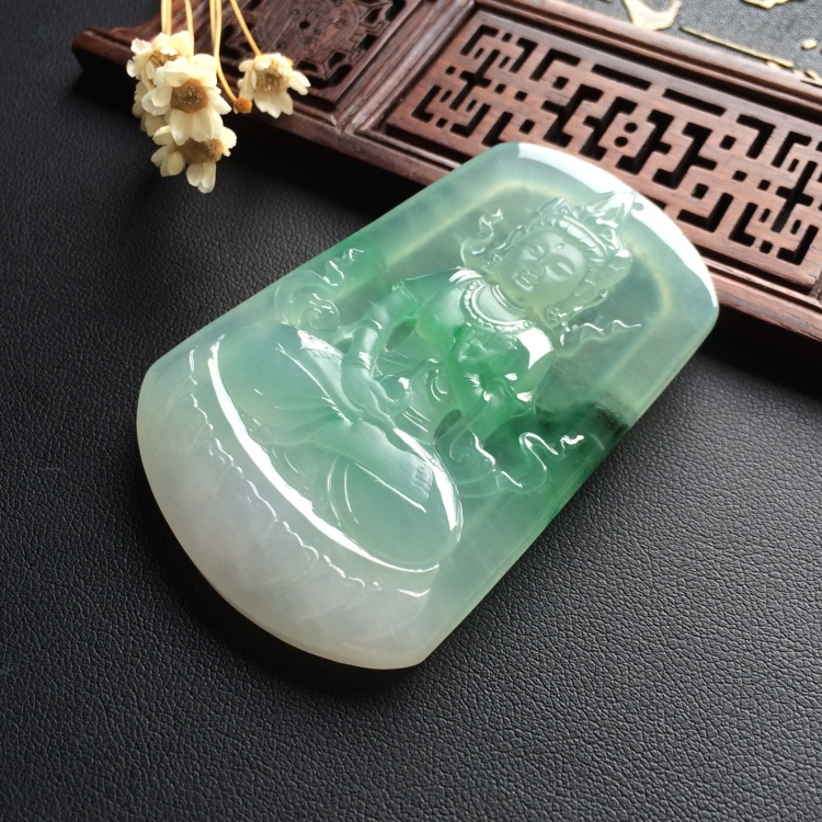 (超值推荐)冰种飘花度母/释迦牟尼挂件一对走