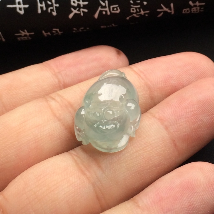 （超值推荐）冰种略飘花招财进宝挂件
