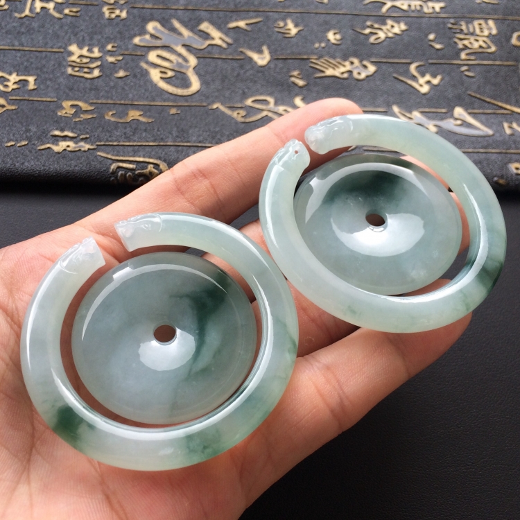 (超值推荐)糯冰种飘花平安环挂件一对走