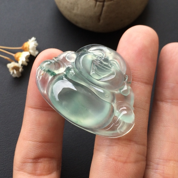 (超值推荐)冰种飘花玉佛挂件