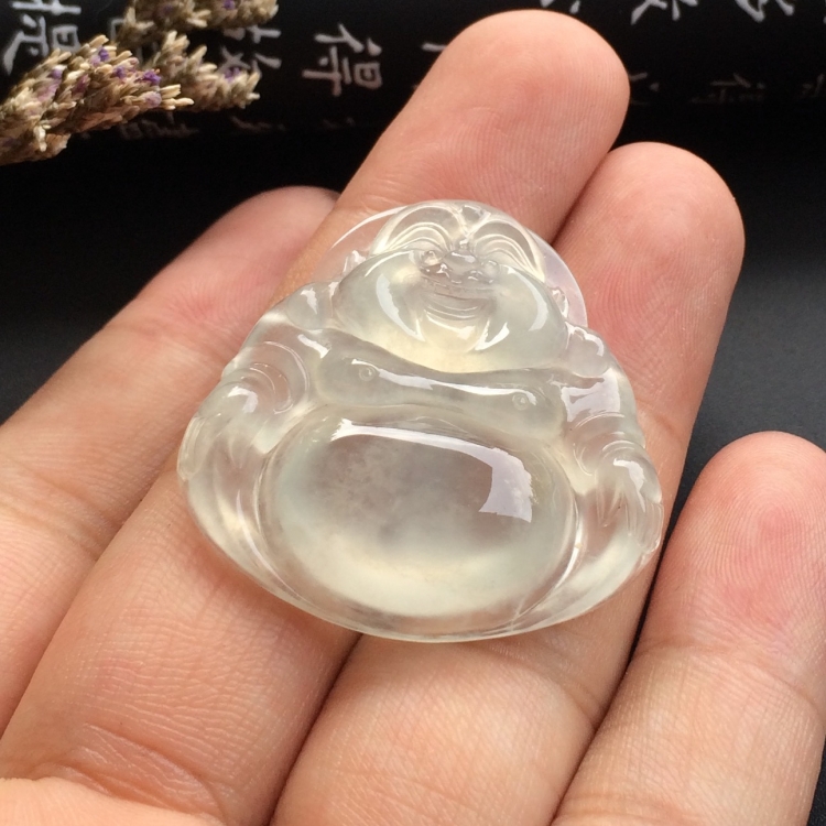 （超值推荐）冰种无色玉佛挂件