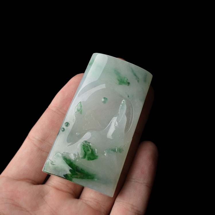 （超值推荐）糯冰种飘绿花莲花观音挂件