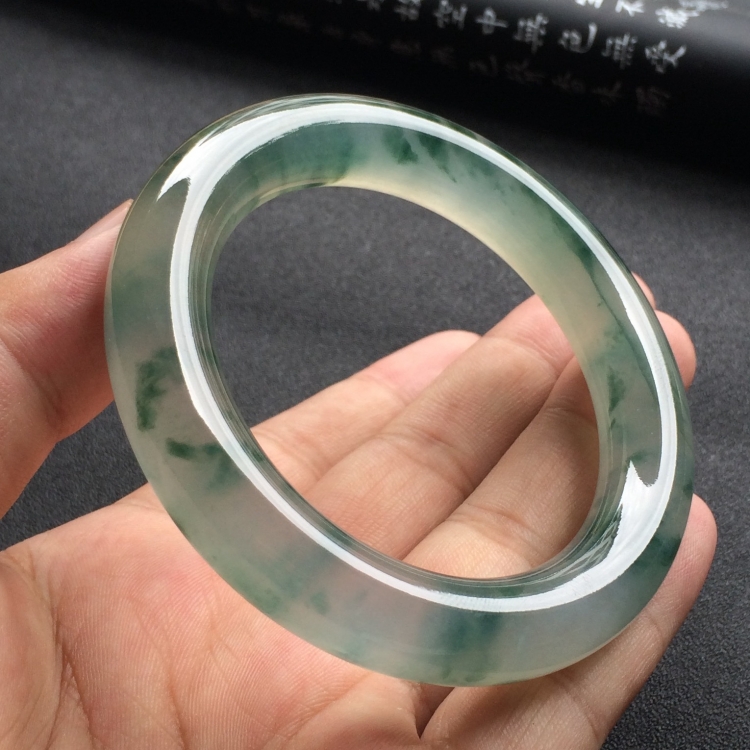 （超值推荐）冰种飘花圆条手镯（57mm）