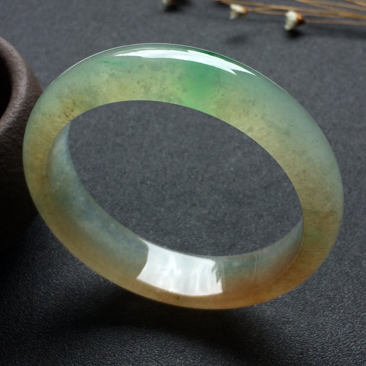 （超值推荐）冰种三彩手镯（57.5mm）