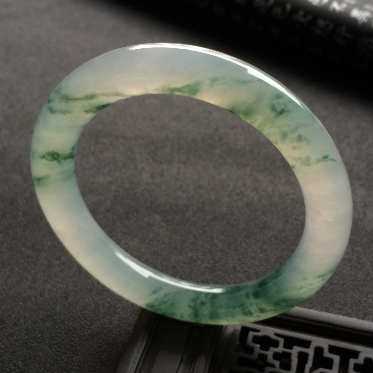 （超值推荐）冰种飘花圆条手镯（51.8mm）