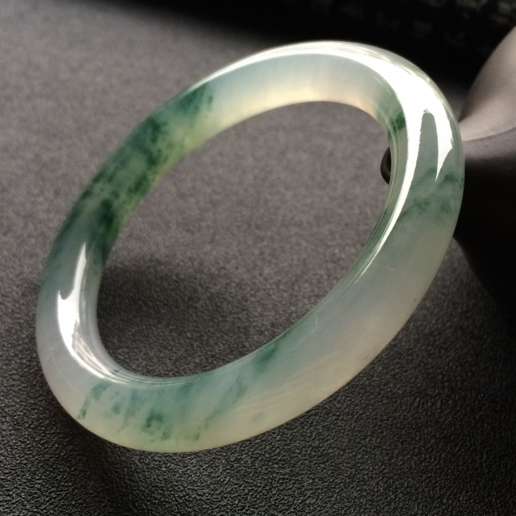 （超值推荐）冰种飘花圆条手镯（51.8mm）