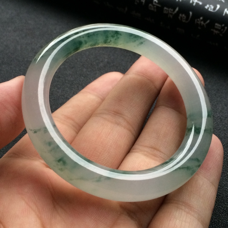 （超值推荐）冰种飘花圆条手镯（51.8mm）