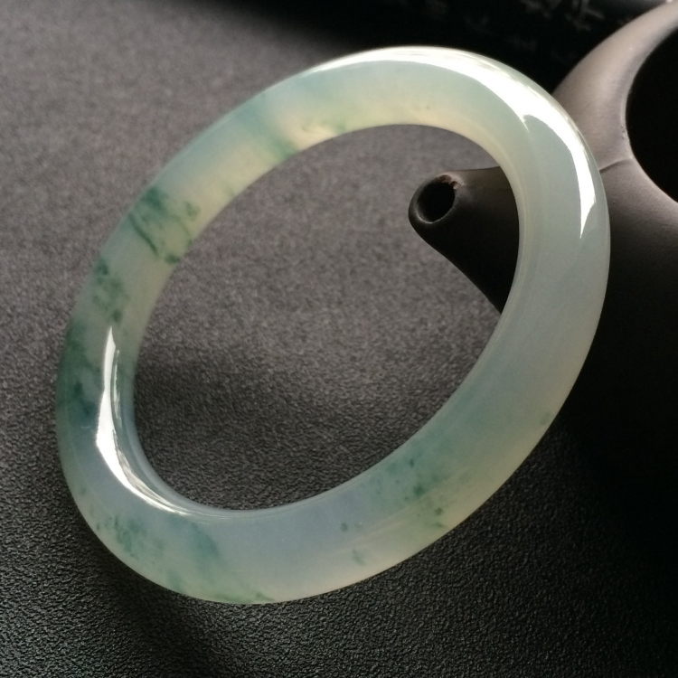 （超值推荐）冰种飘花圆条手镯（54.4mm）