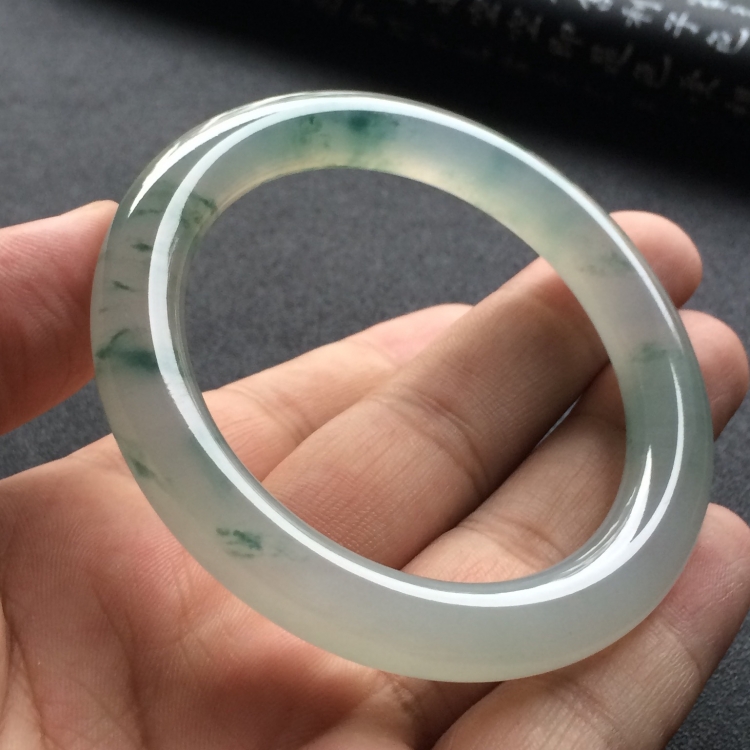 （超值推荐）冰种飘花圆条手镯（54.4mm）