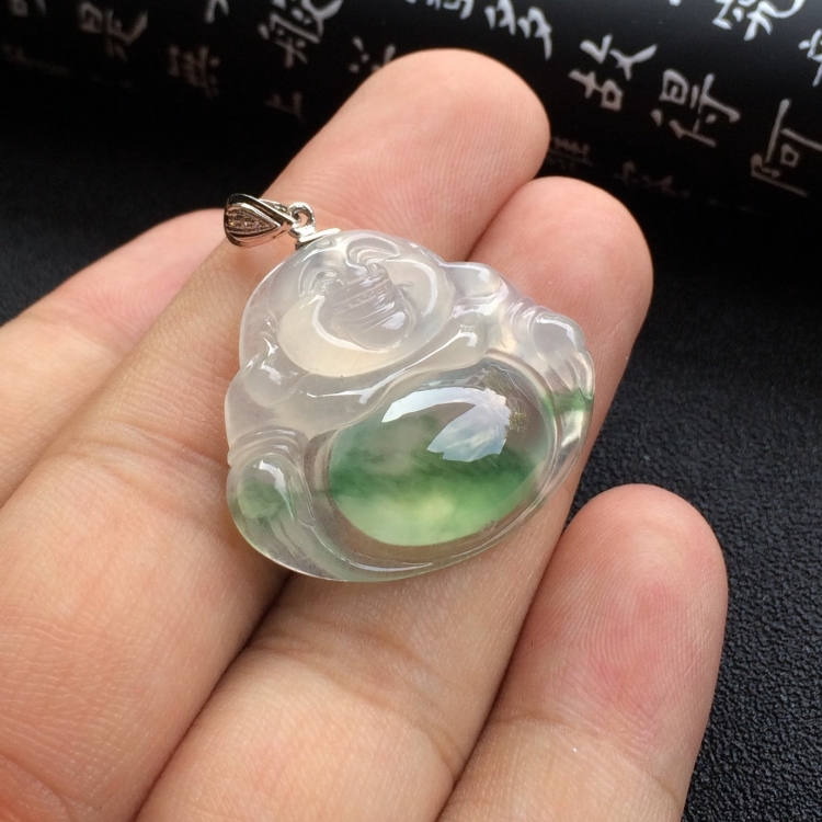 （超值推荐）冰种飘花玉佛挂件
