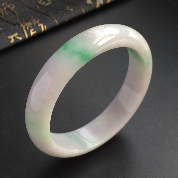 (超值推荐)糯冰种飘翠手镯(56.5mm)