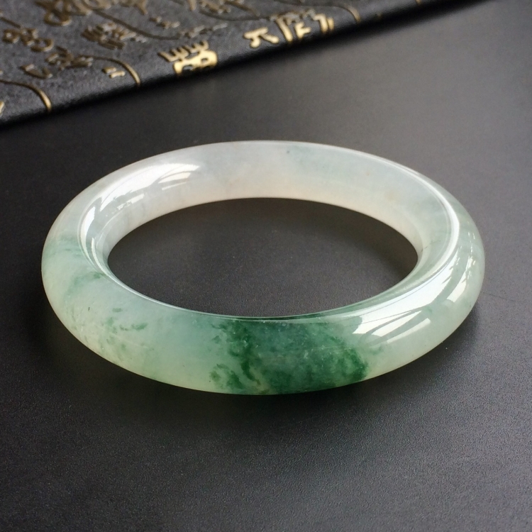 (超值推荐)冰种飘花圆条手镯(56.8mm)