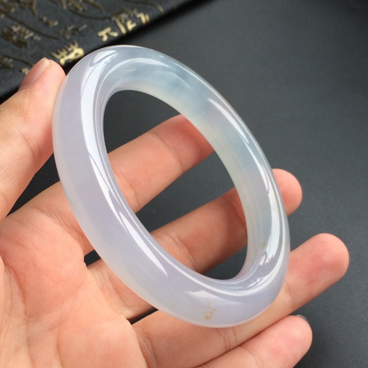 (超值推荐)冰种紫罗兰飘黄花圆条手镯(57mm)