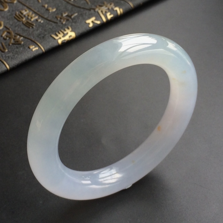 (超值推荐)冰种紫罗兰飘黄花圆条手镯(57mm)
