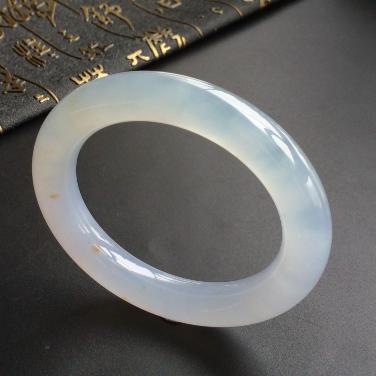 (超值推荐)冰种紫罗兰飘黄花圆条手镯(57mm)