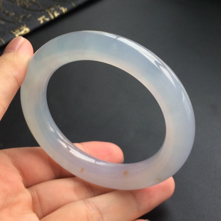 (超值推荐)冰种紫罗兰飘黄花圆条手镯(57mm)